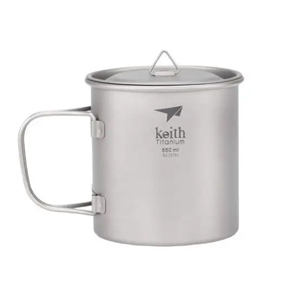 KEITH TITANIUM Single-Wall Mug with Folding Handle & Lid 550ml Ti3206