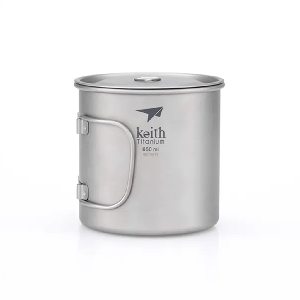KEITH TITANIUM Single-Wall Mug with Folding Handle & Lid 650ml Ti3208