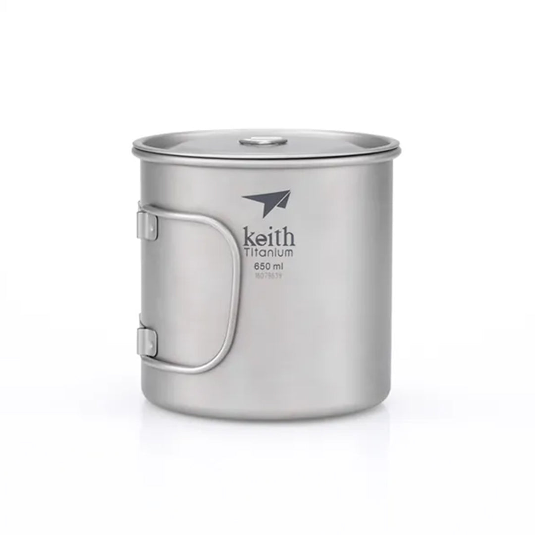 KEITH TITANIUM Single-Wall Mug with Folding Handle & Lid 650ml Ti3208