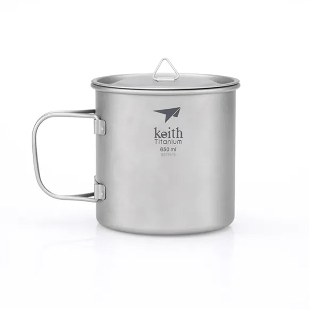 KEITH TITANIUM Single-Wall Mug with Folding Handle & Lid 650ml Ti3208