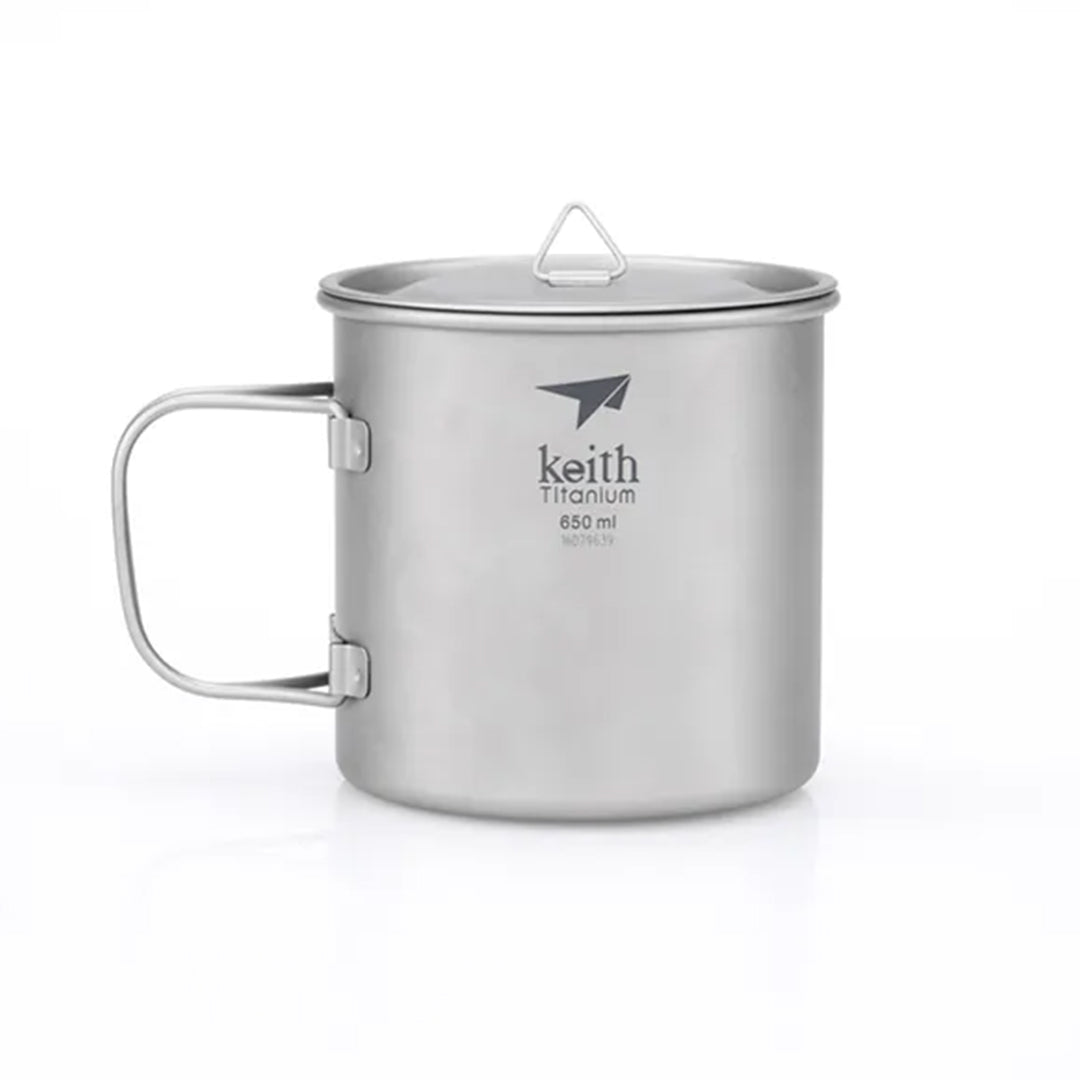 KEITH TITANIUM Single-Wall Mug with Folding Handle & Lid 650ml Ti3208