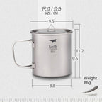 KEITH TITANIUM Single-Wall Mug with Folding Handle & Lid 550ml Ti3206