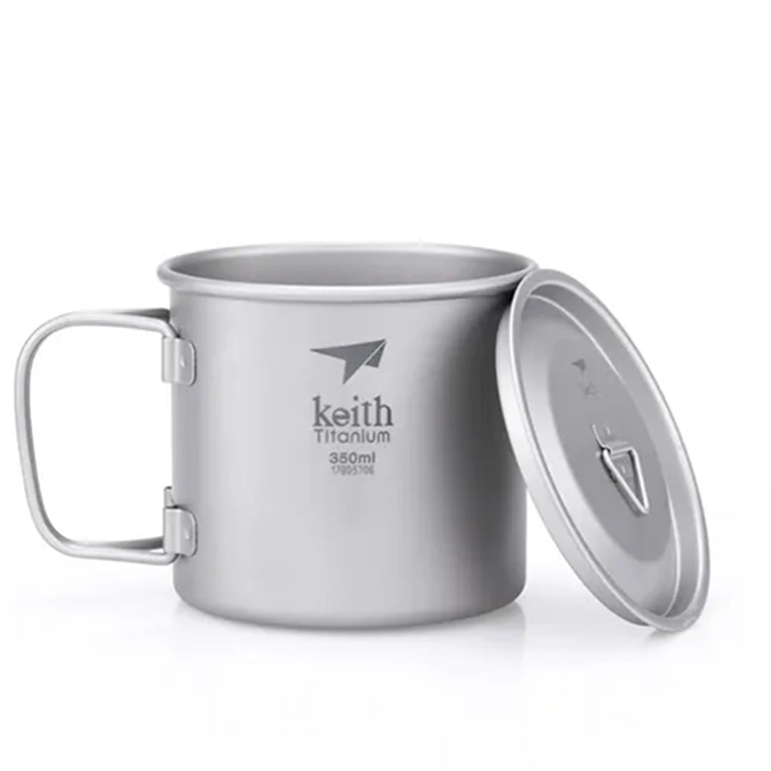 KEITH TITANIUM Single-Wall Mug with Folding Handle & Lid 350ml Ti3240