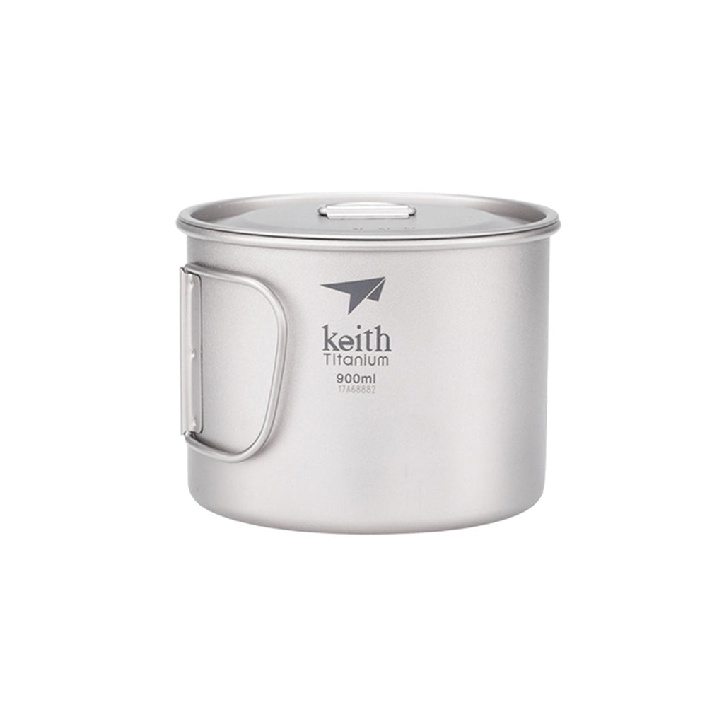 KEITH TITANIUM Single-Wall Mug with Folding Handle & Lid 900ml Ti3209