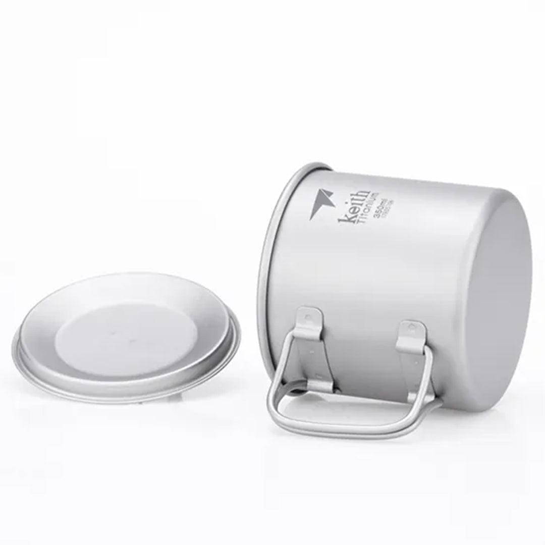 KEITH TITANIUM Single-Wall Mug with Folding Handle & Lid 350ml Ti3240