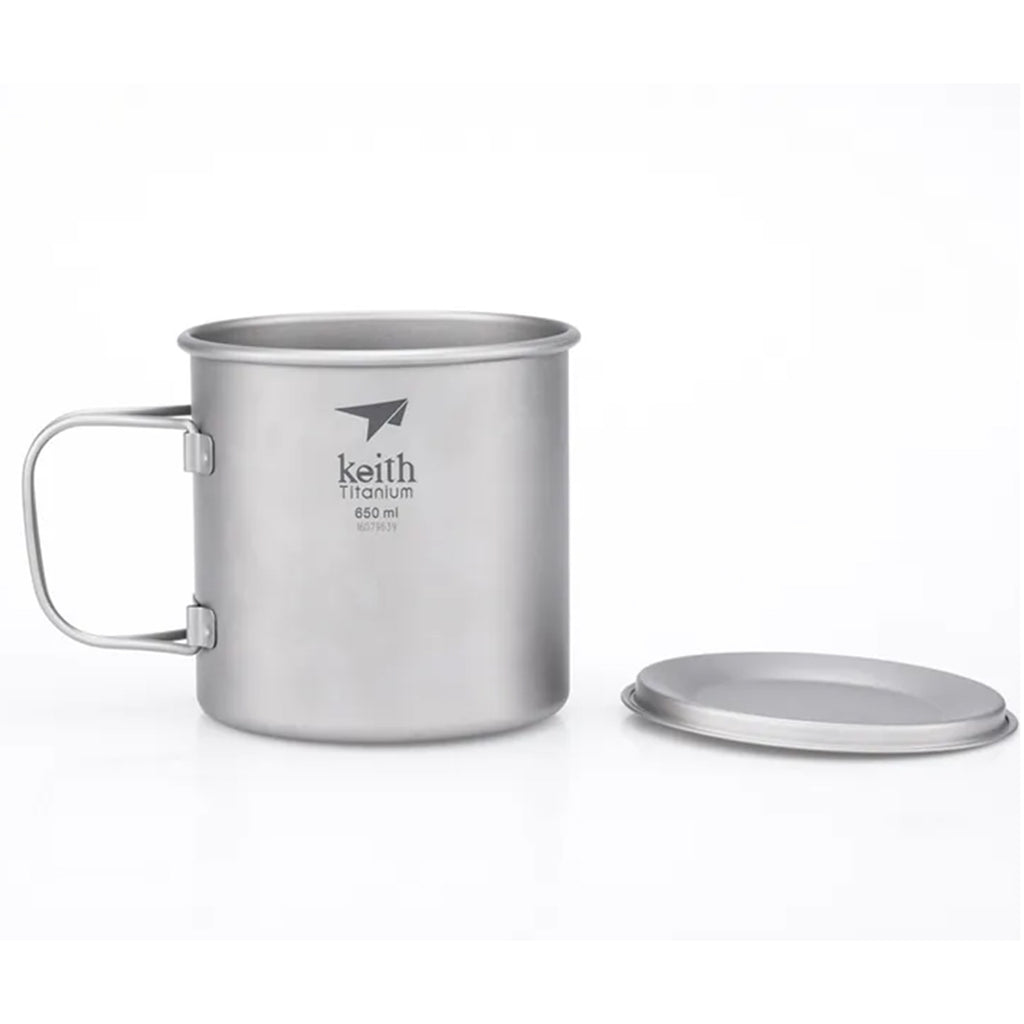 KEITH TITANIUM Single-Wall Mug with Folding Handle & Lid 650ml Ti3208