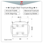 KEITH TITANIUM Single-Wall Mug with Folding Handle & Lid 350ml Ti3240