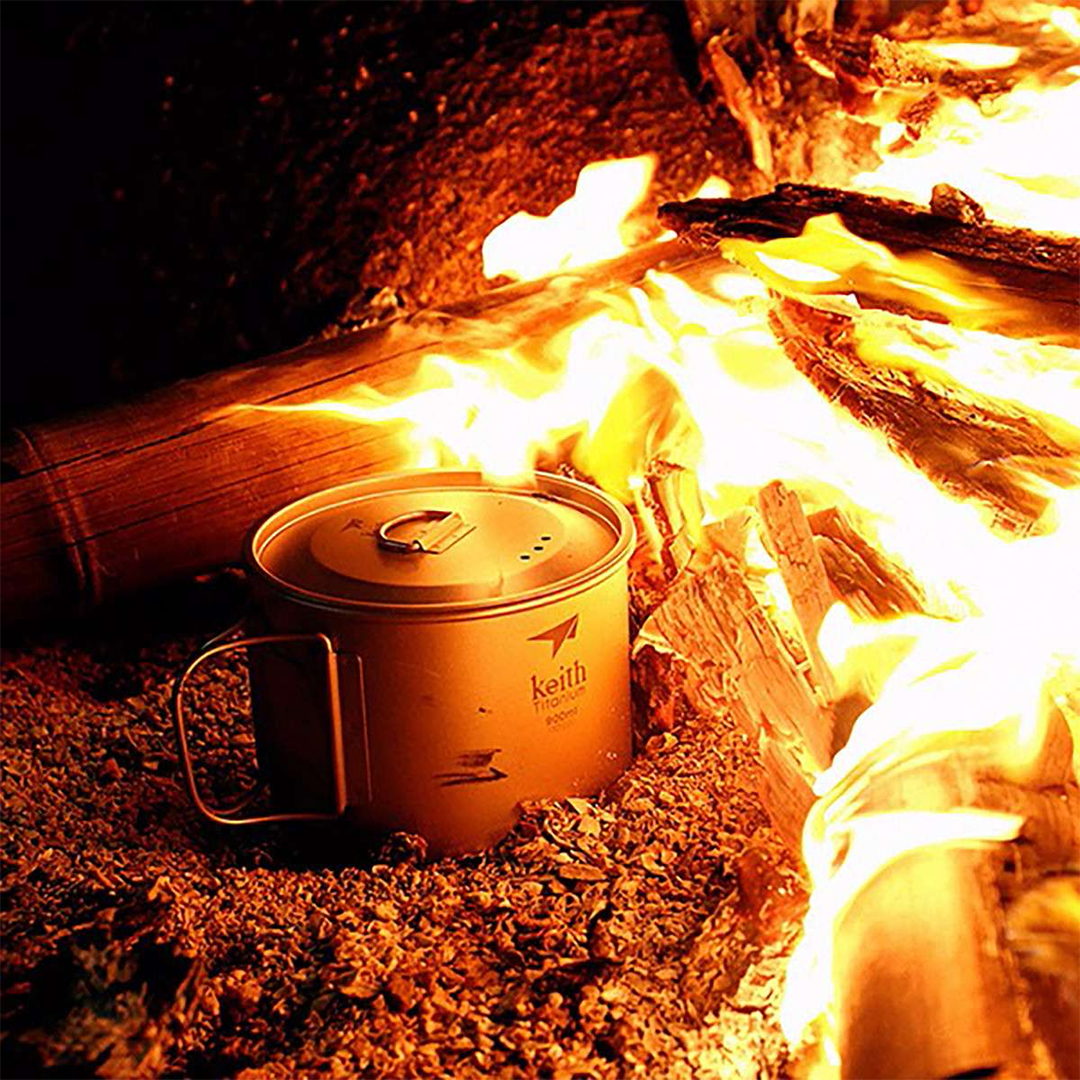 KEITH TITANIUM Single-Wall Mug with Folding Handle & Lid 900ml Ti3209