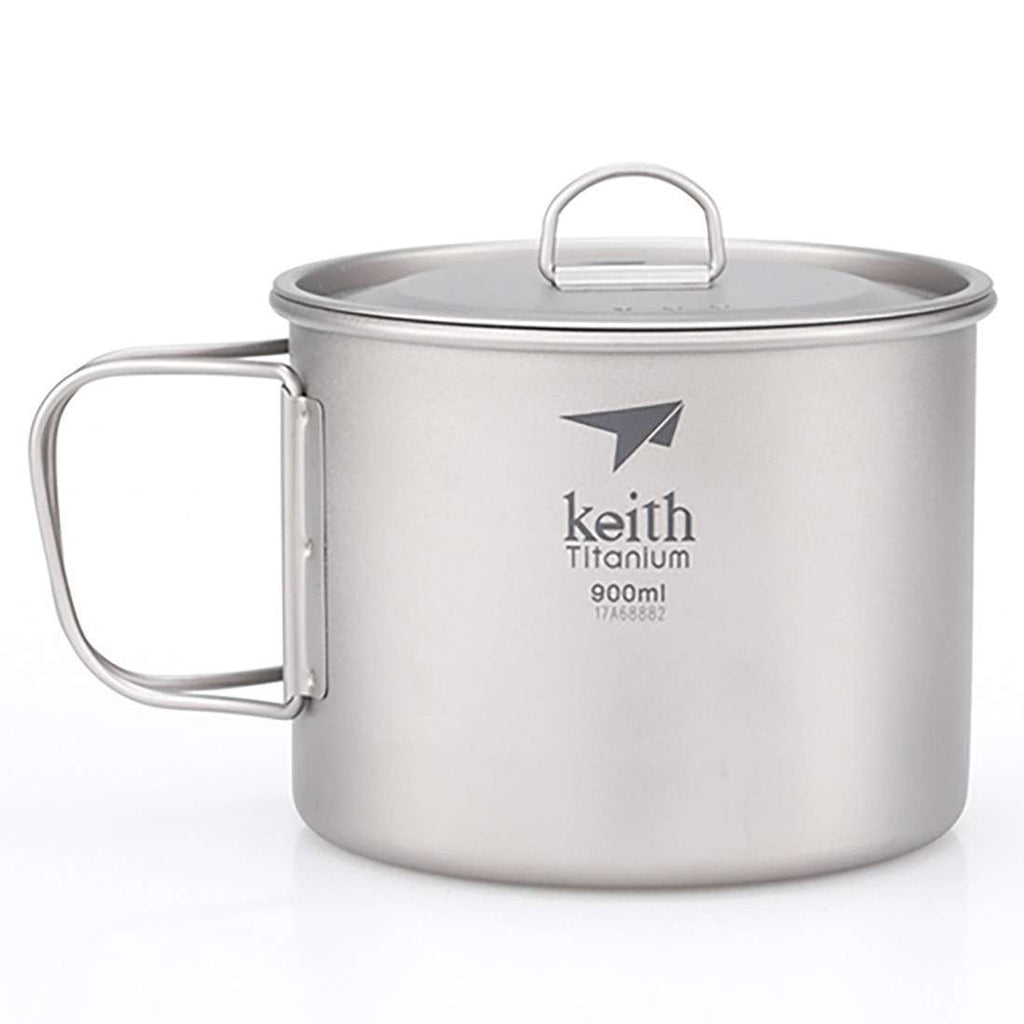 KEITH TITANIUM Single-Wall Mug with Folding Handle & Lid 900ml Ti3209
