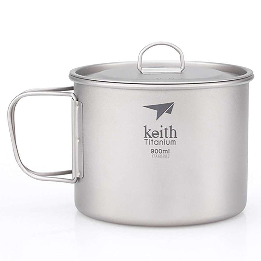 KEITH TITANIUM Single-Wall Mug with Folding Handle & Lid 900ml Ti3209