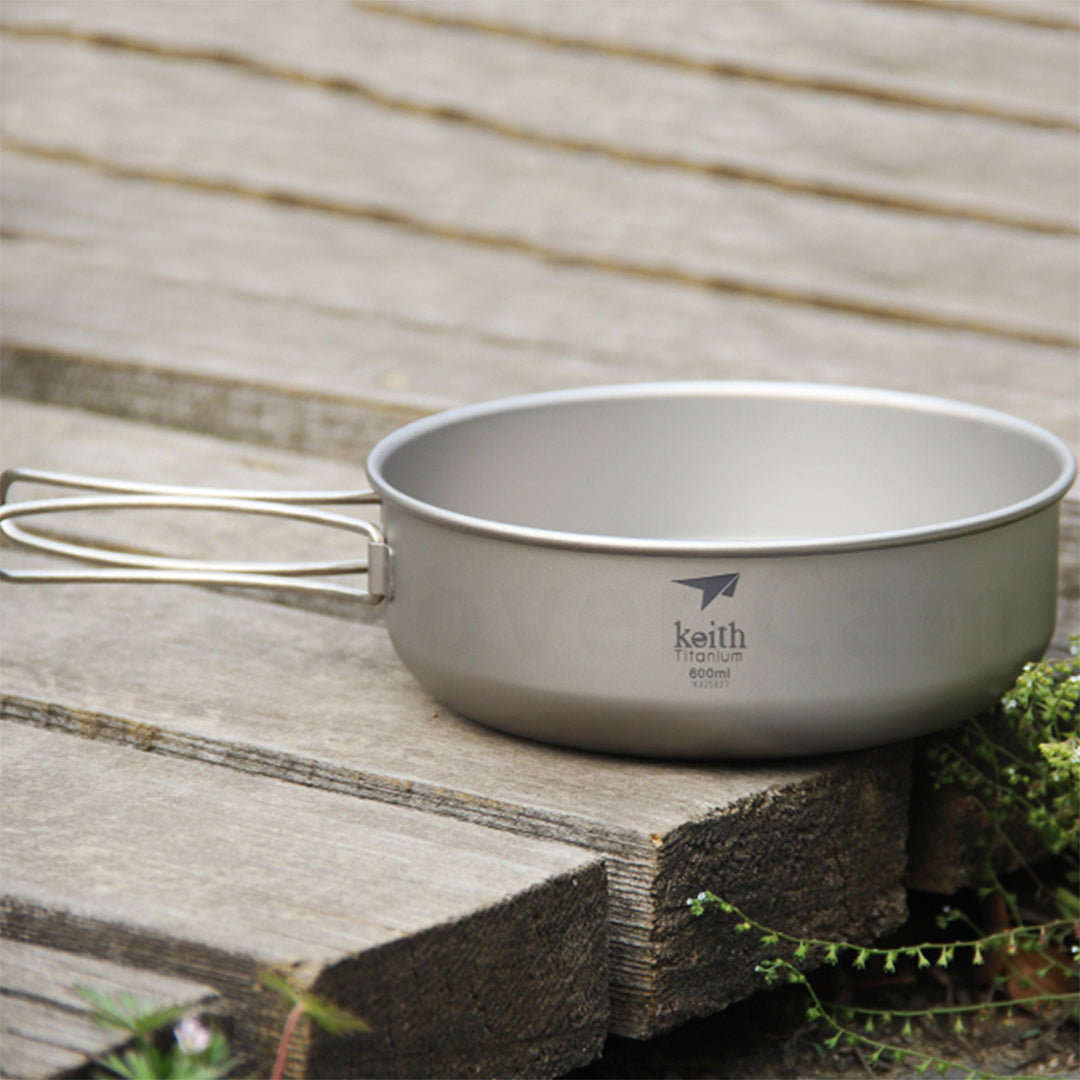 KEITH TITANIUM Single-Wall Bowl with Folding Handle 600ml Ti5326