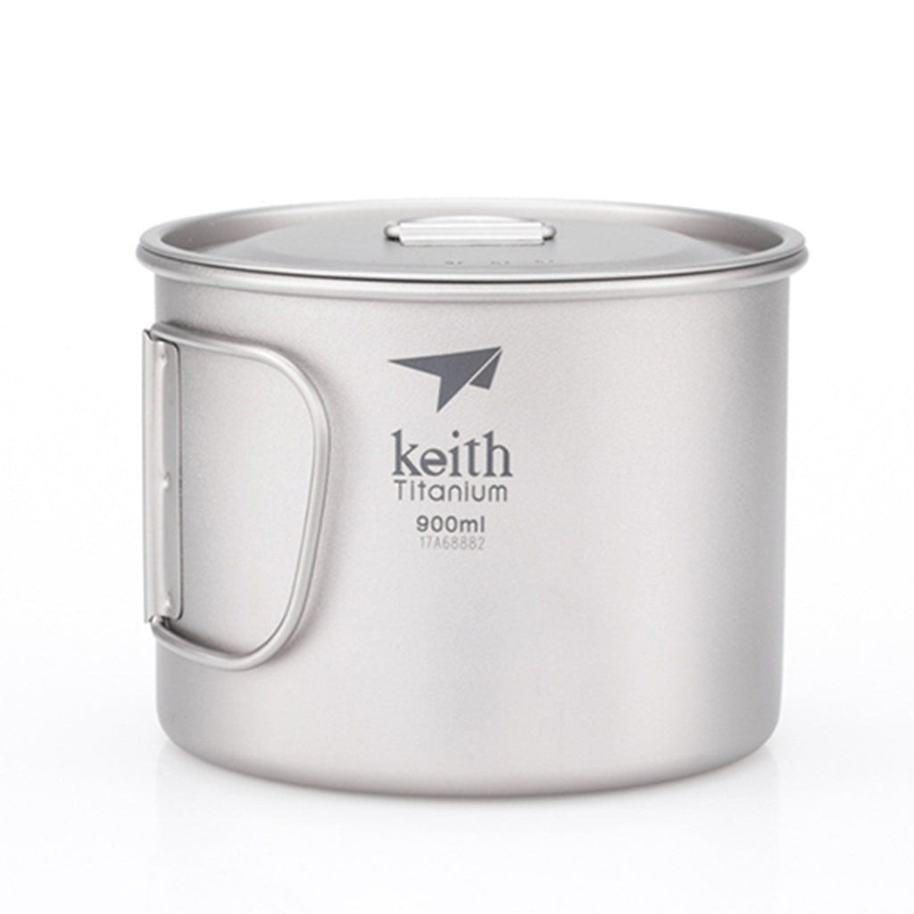 KEITH TITANIUM Single-Wall Mug with Folding Handle & Lid 900ml Ti3209