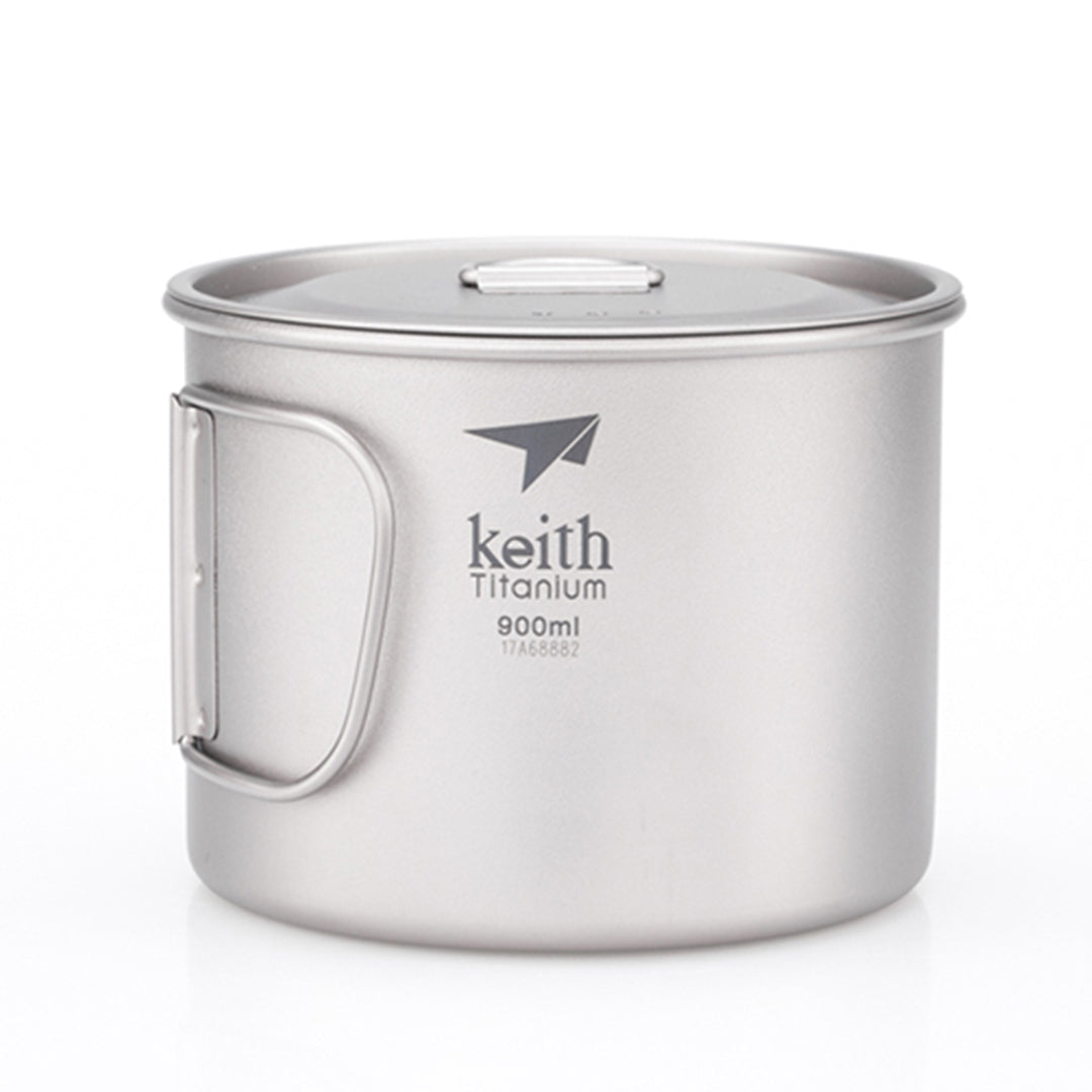 KEITH TITANIUM Single-Wall Mug with Folding Handle & Lid 900ml Ti3209