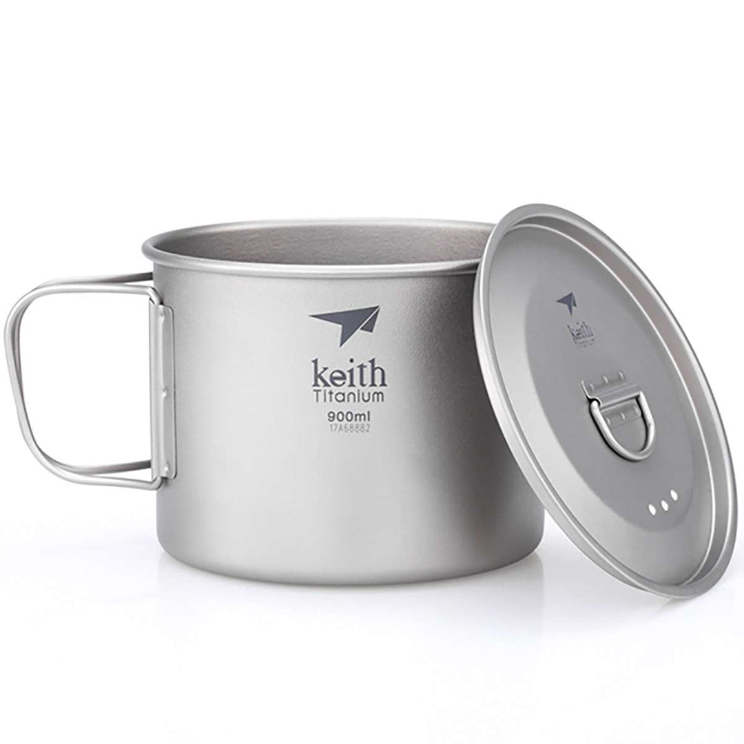 KEITH TITANIUM Single-Wall Mug with Folding Handle & Lid 900ml Ti3209
