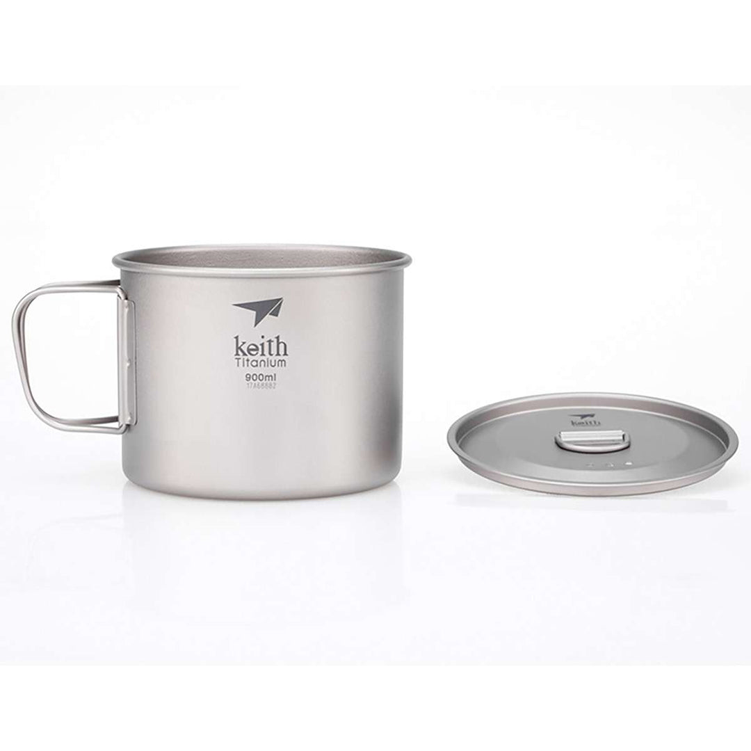 KEITH TITANIUM Single-Wall Mug with Folding Handle & Lid 900ml Ti3209