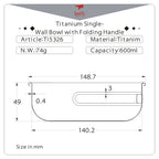 KEITH TITANIUM Single-Wall Bowl with Folding Handle 600ml Ti5326