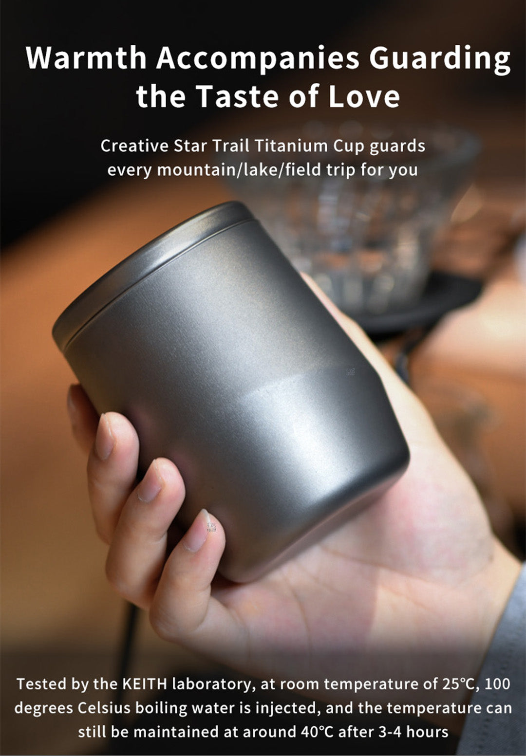 KEITH TITANIUM Double Wall Coffee Mug with Lid 220ml Ti3311