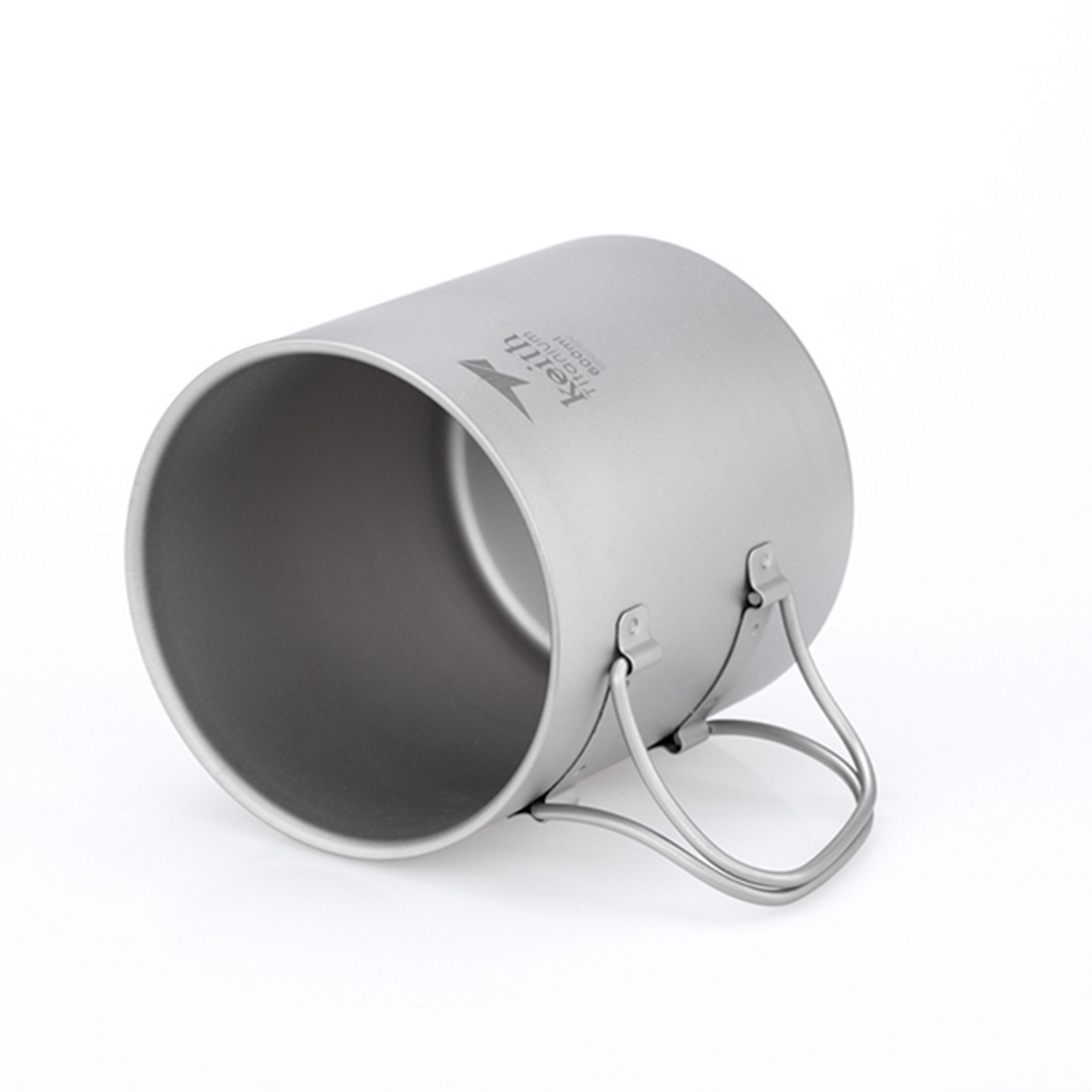KEITH TITANIUM Double Wall Mug with Folding Handle & Lid 600ml Ti3357