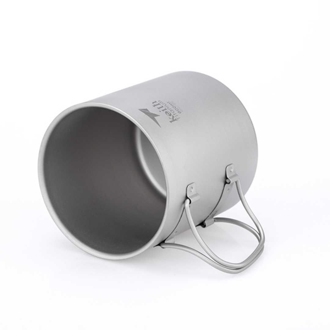 KEITH TITANIUM Double Wall Mug with Folding Handle & Lid 600ml Ti3357