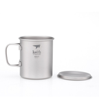 KEITH TITANIUM Single-Wall Mug with Folding Handle & Lid 450ml Ti3204