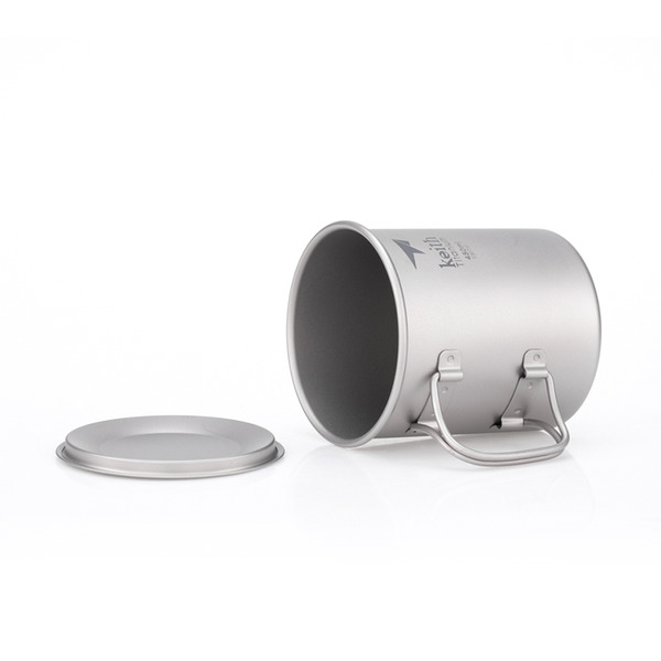 KEITH TITANIUM Single-Wall Mug with Folding Handle & Lid 450ml Ti3204