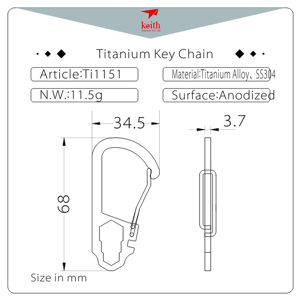 KEITH TITANIUM Carabiner with Nut Tool Ti1151