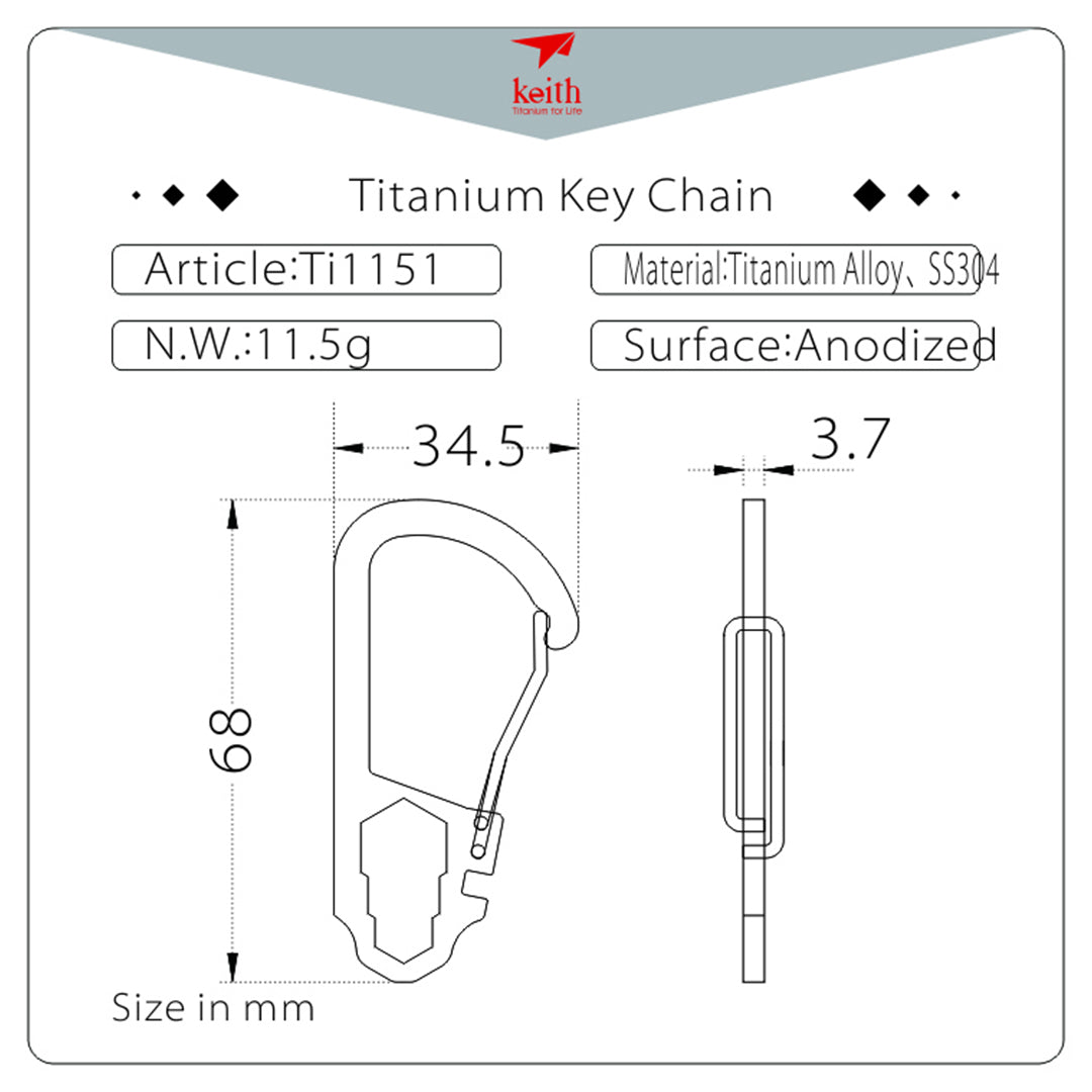 KEITH TITANIUM Carabiner with Nut Tool Ti1151