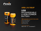 FENIX ARB-L16-700UP USB 16340 Rechargeable Battery