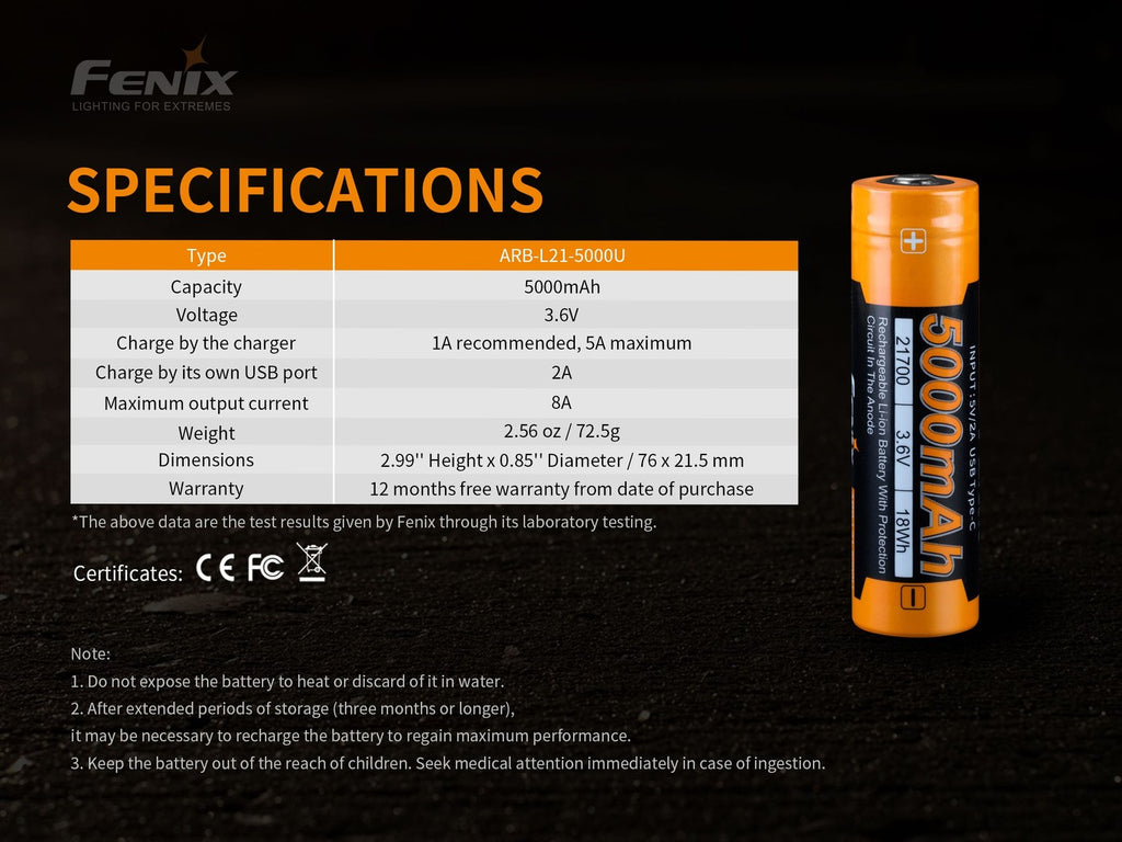 FENIX ARB-L21-5000U Rechargeable Battery