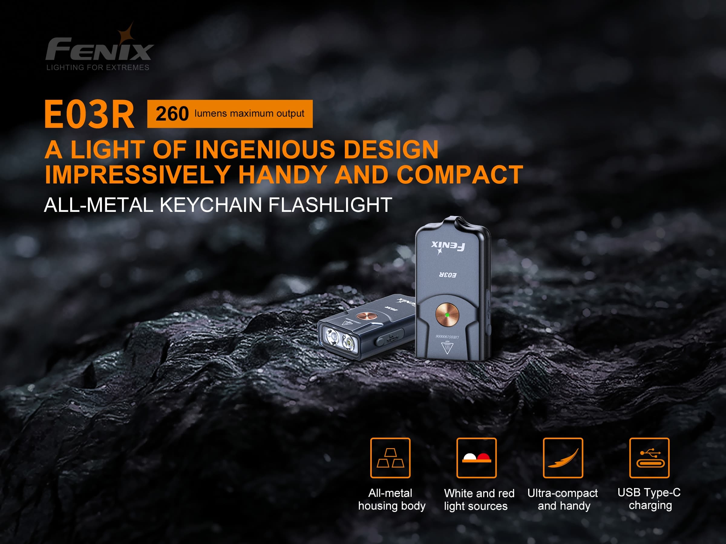 FENIX E03R All Metal Keychain Flashlight