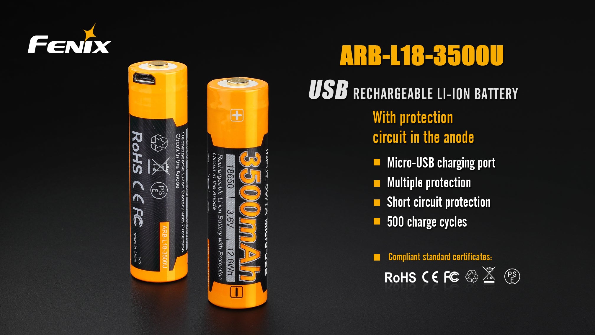 FENIX ARB-L18-3500U USB 18650 Rechargeable Battery