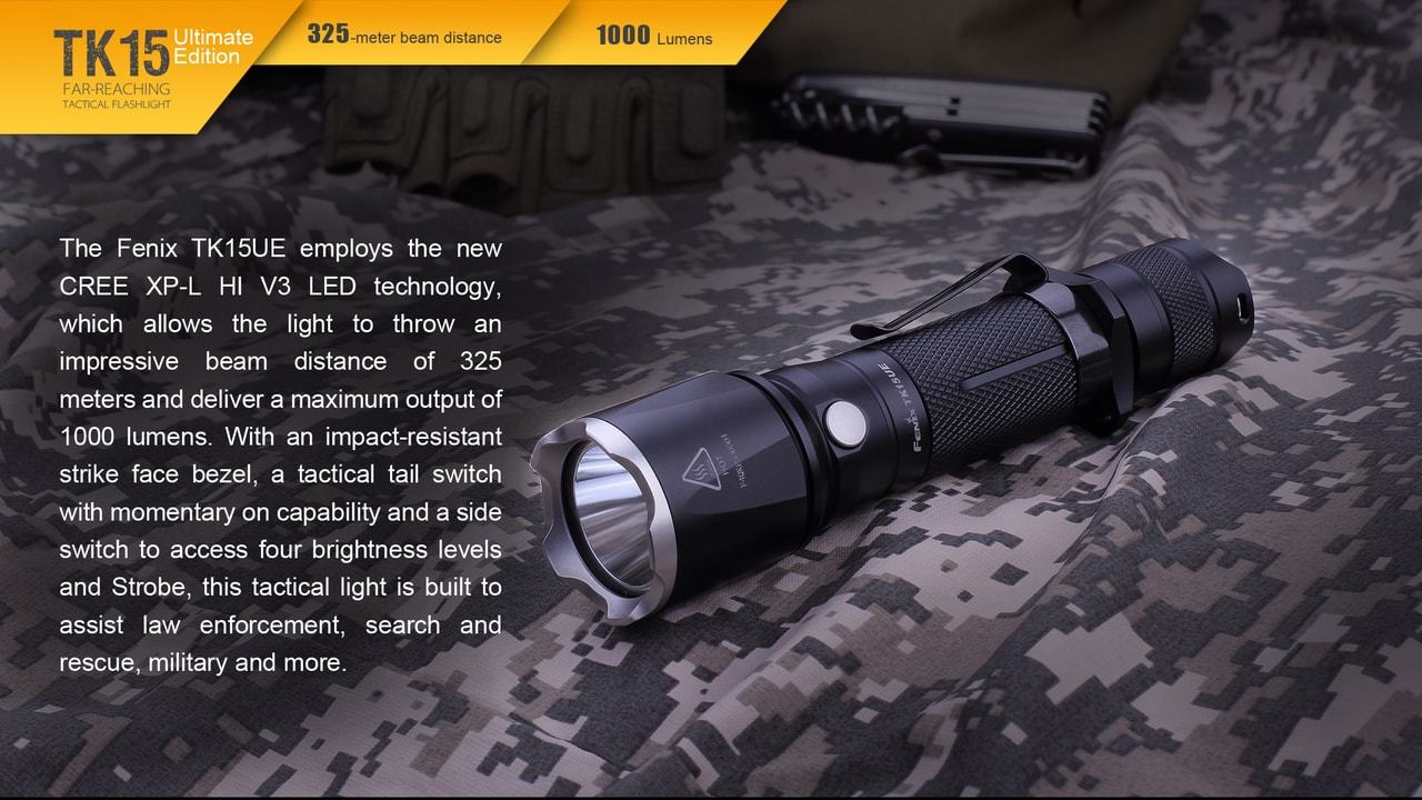 fenix 1000 lumen flashlight ultimate TK15UE Lumens Uncle Torch Fenix TK15 Ultimate Edition tactical