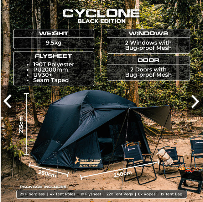 DEER CREEK Cyclone 2.0 Black Edition Tent Cabin 6M