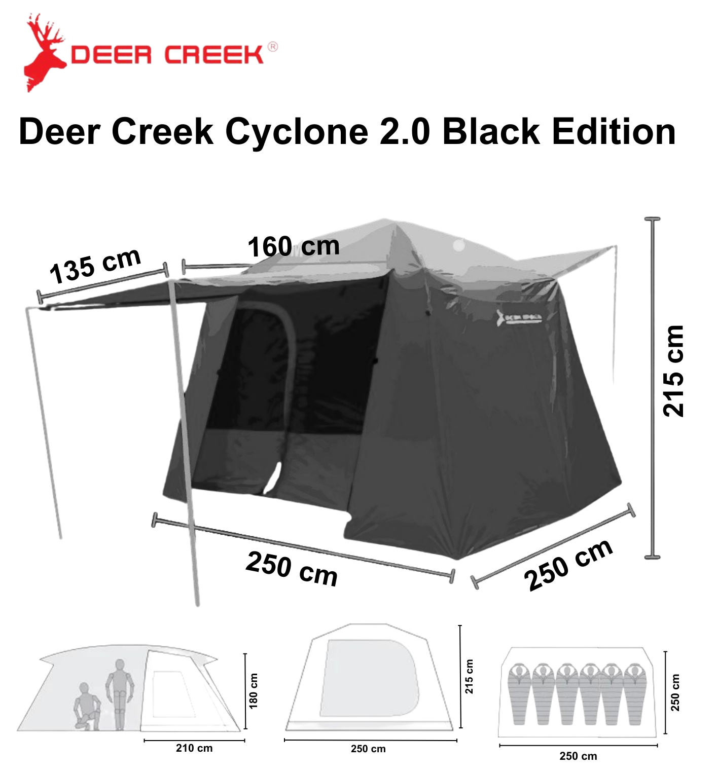 DEER CREEK Cyclone 2.0 Black Edition Tent Cabin 6M