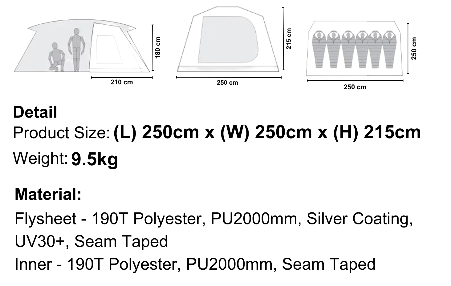 DEER CREEK Cyclone 2.0 Black Edition Tent Cabin 6M