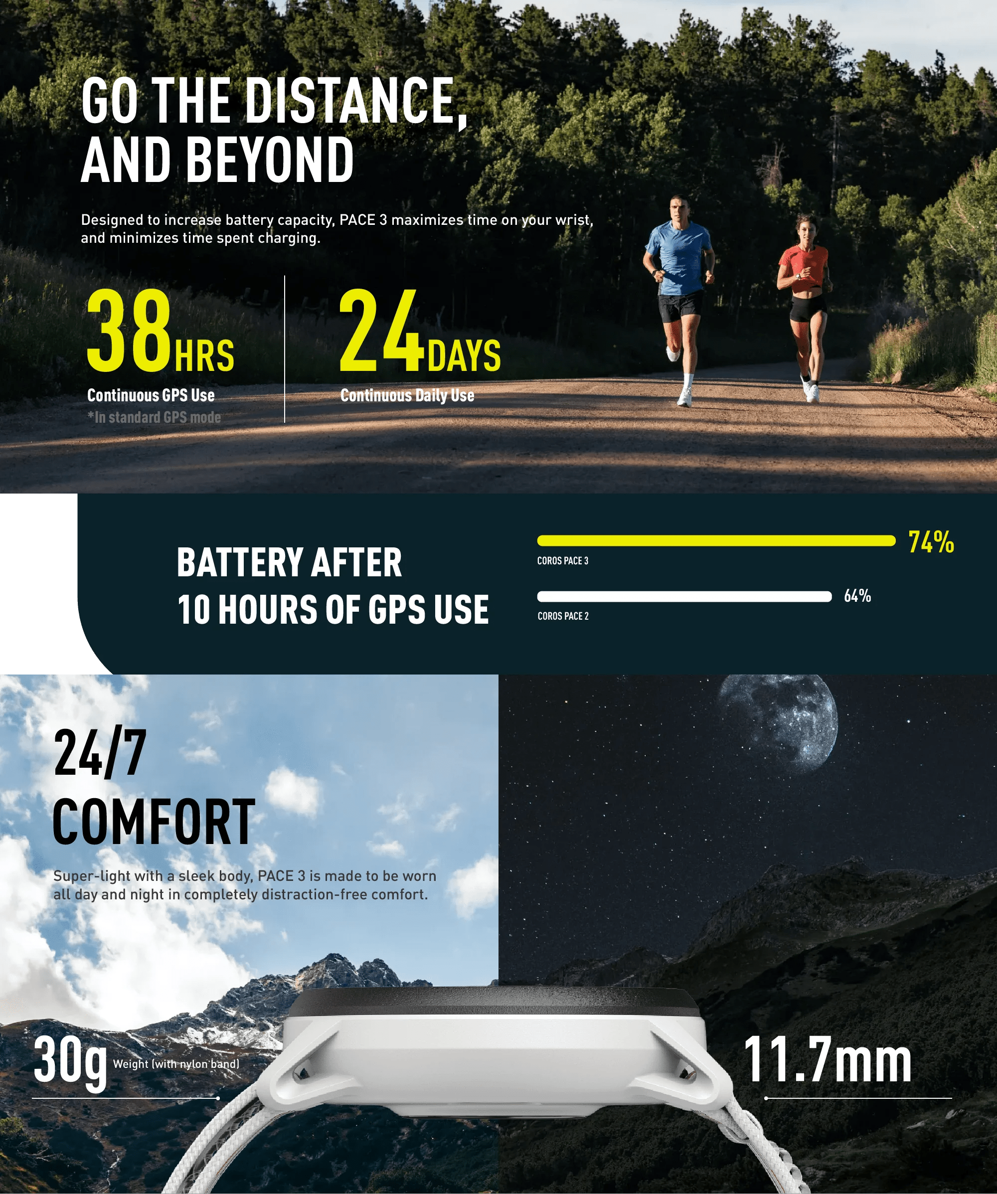 COROS Pace 3 GPS Fitness Smartwatch