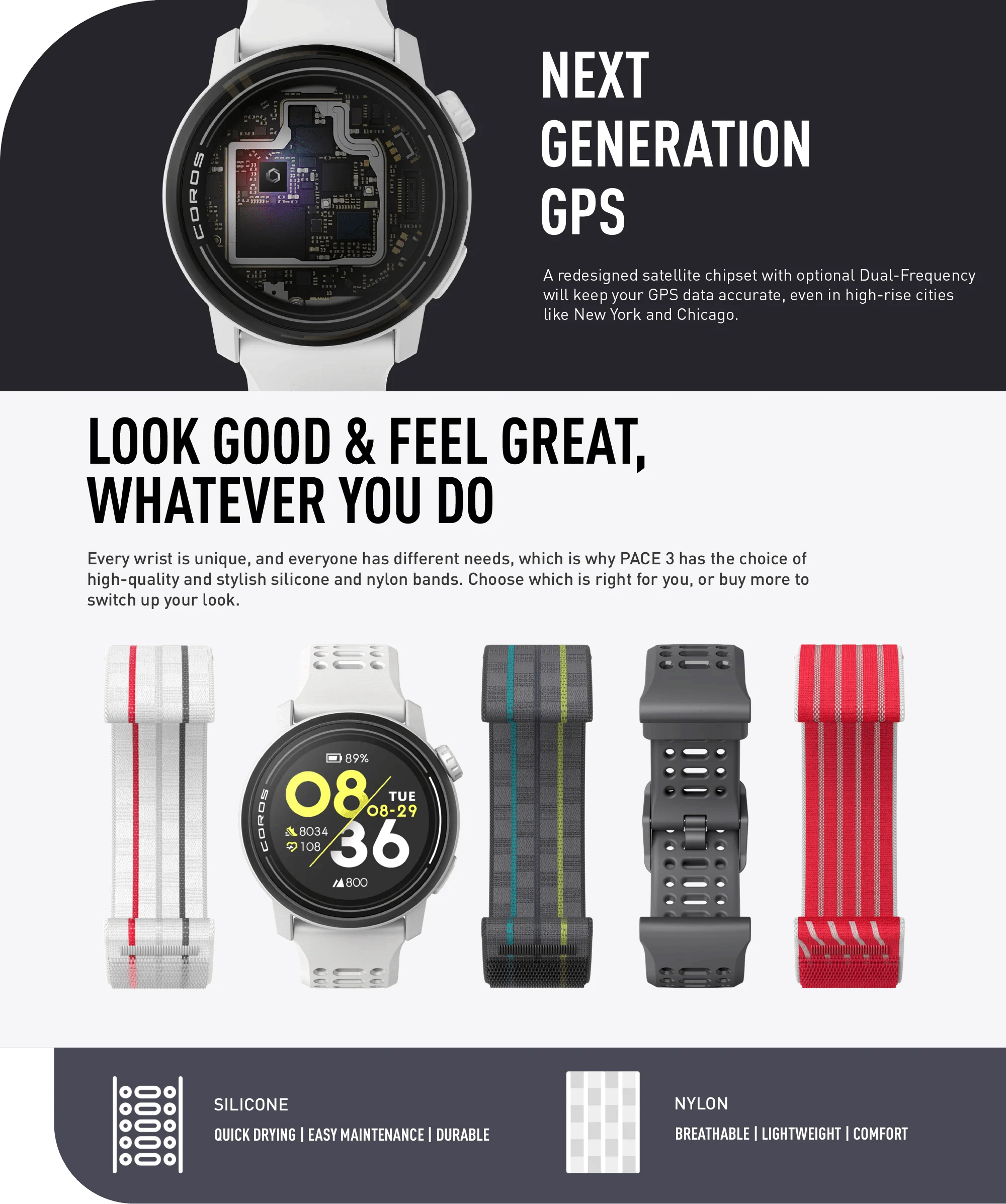 COROS Pace 3 GPS Fitness Smartwatch