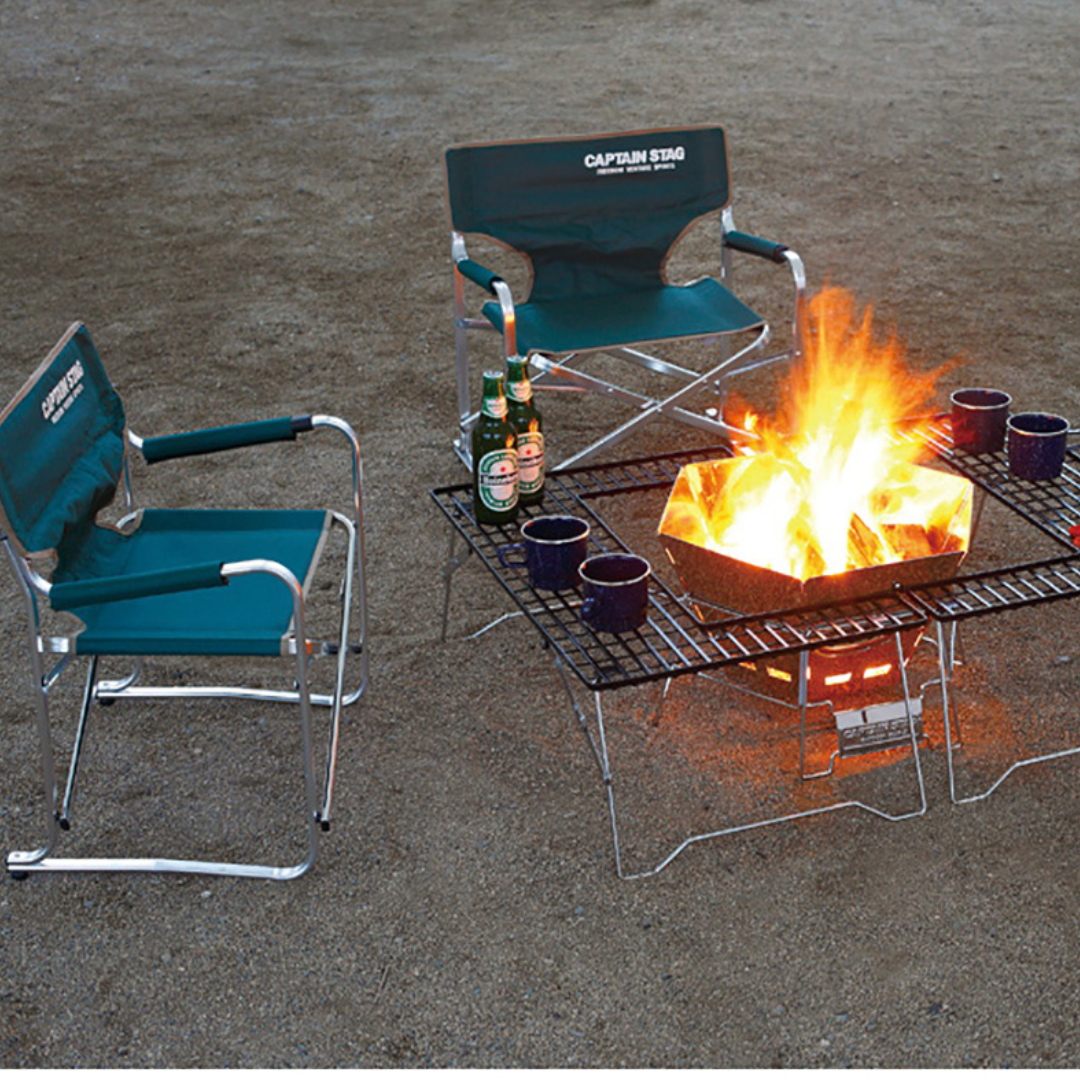 CAPTAIN STAG Black Fire Grill Table