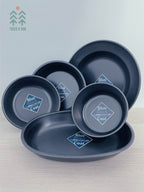 CAPTAIN STAG Blue Black Coat Donburi Plate 14cm
