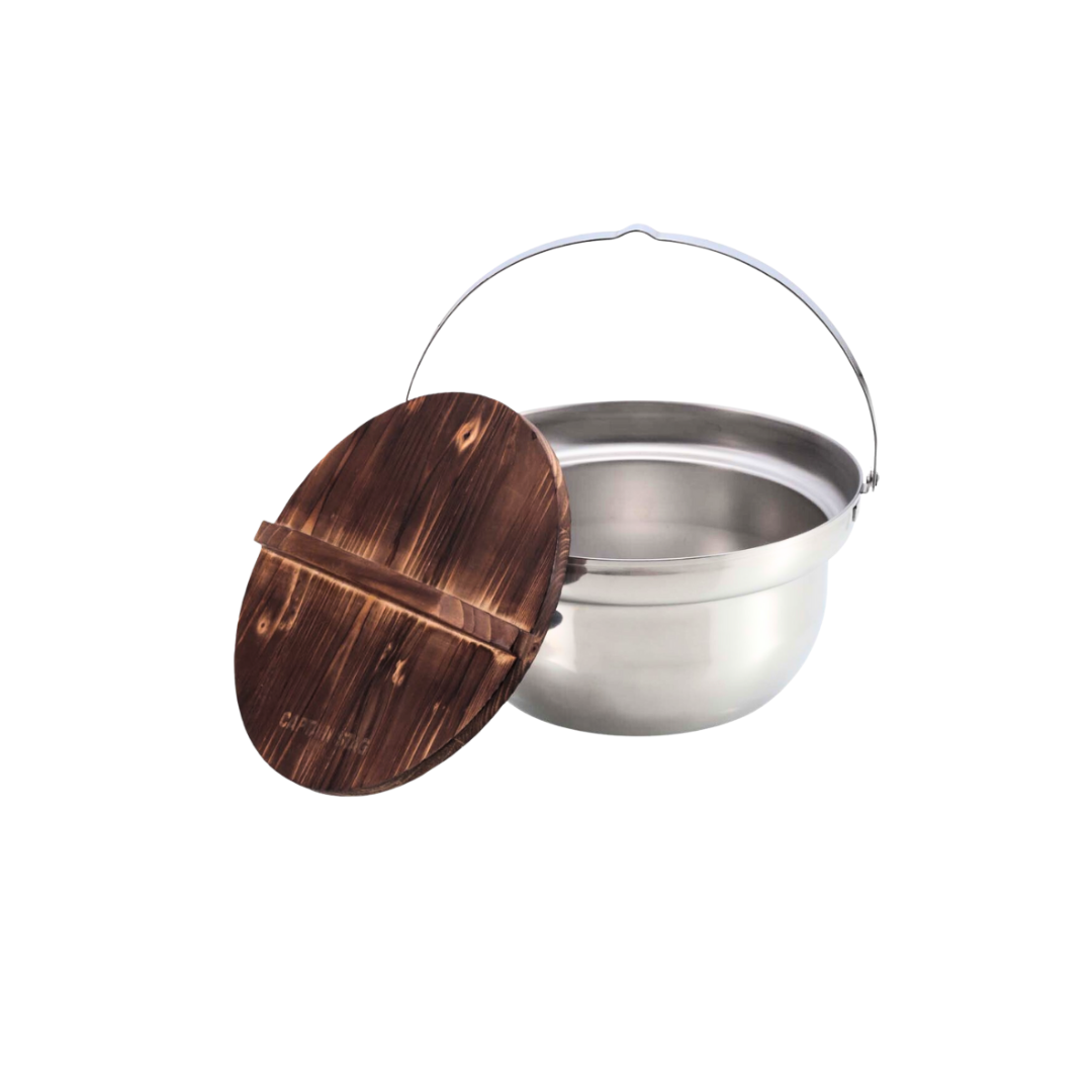 CAPTAIN STAG Stainless Steel Camping Fire Pot with Lid 18cm