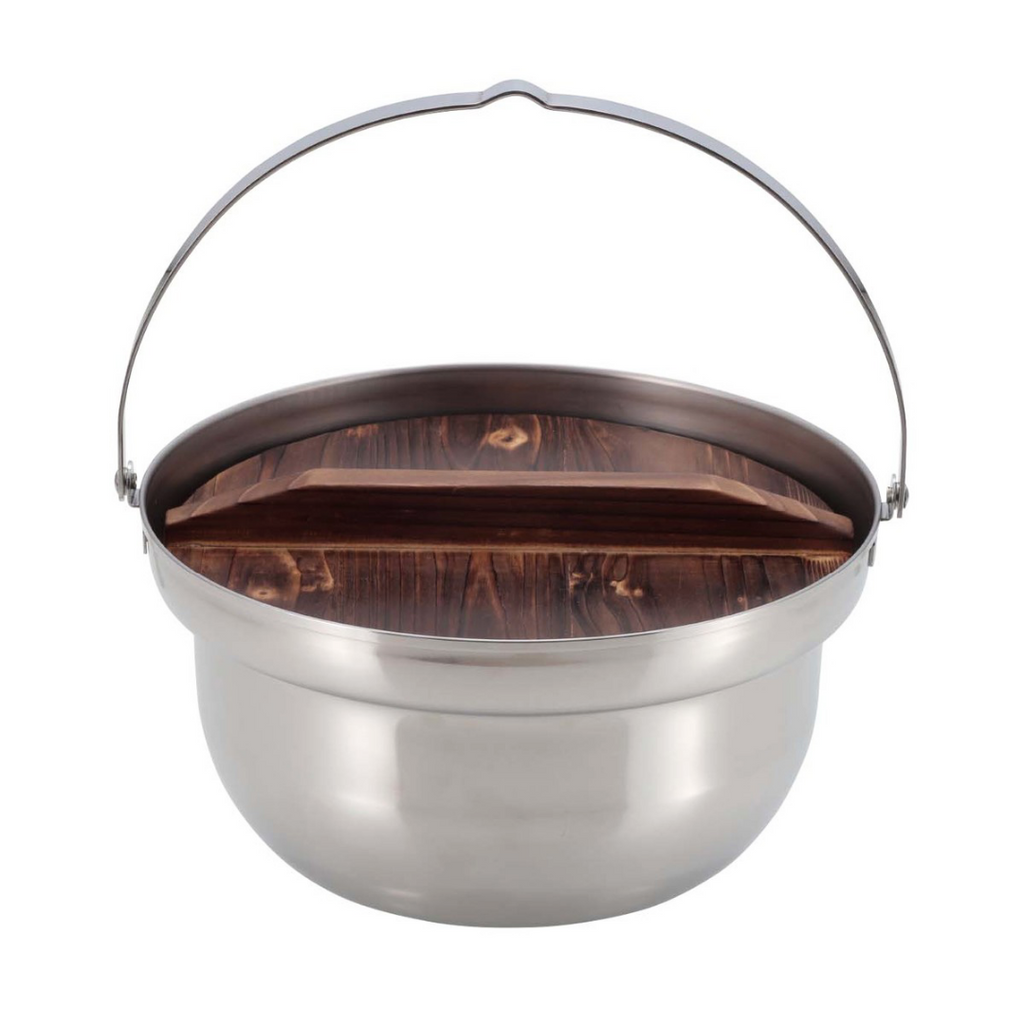CAPTAIN STAG Stainless Steel Camping Fire Pot with Lid 18cm