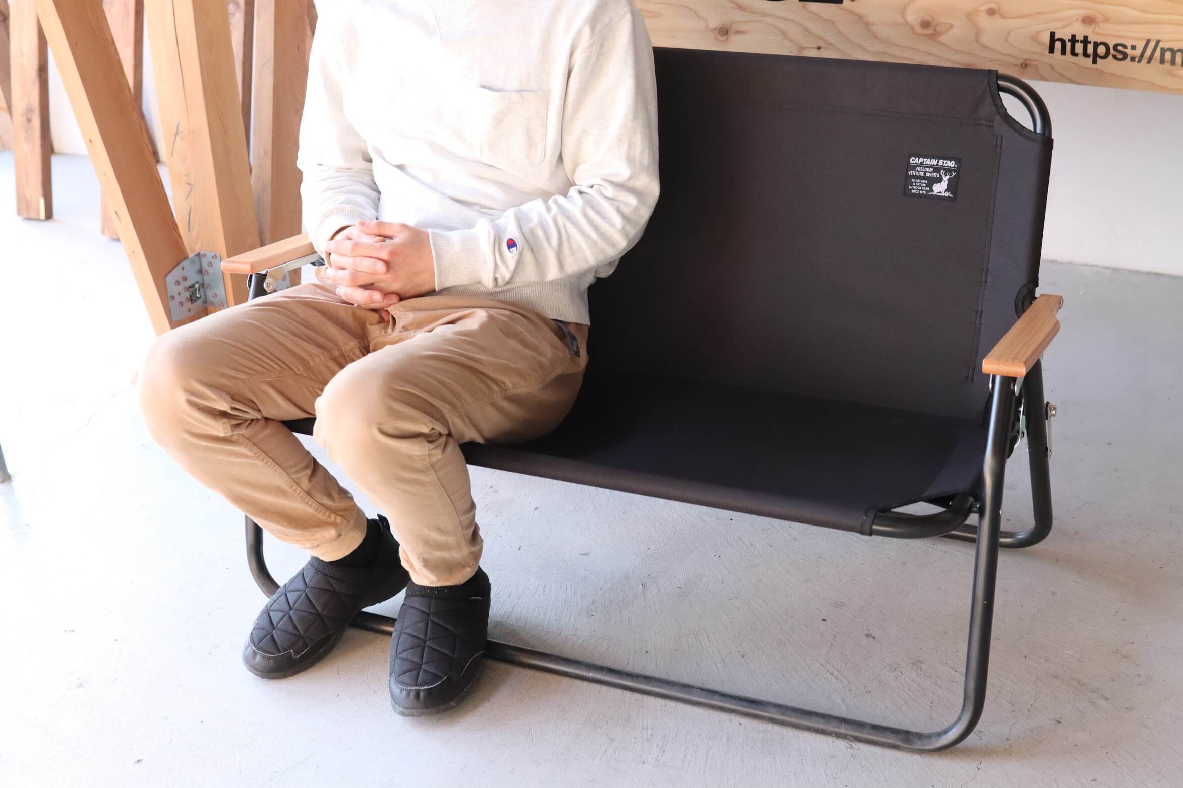 CAPTAIN STAG CS Aluminum Backed Bench Double Person chair