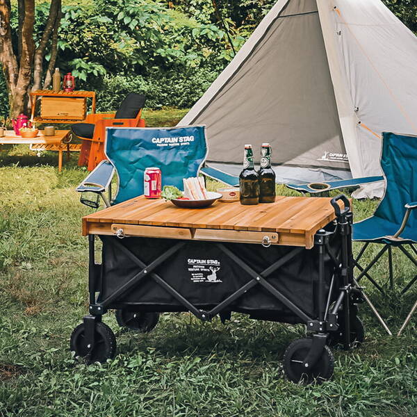 CAPTAIN STAG Black Label 4-wheel Trolley Wagon