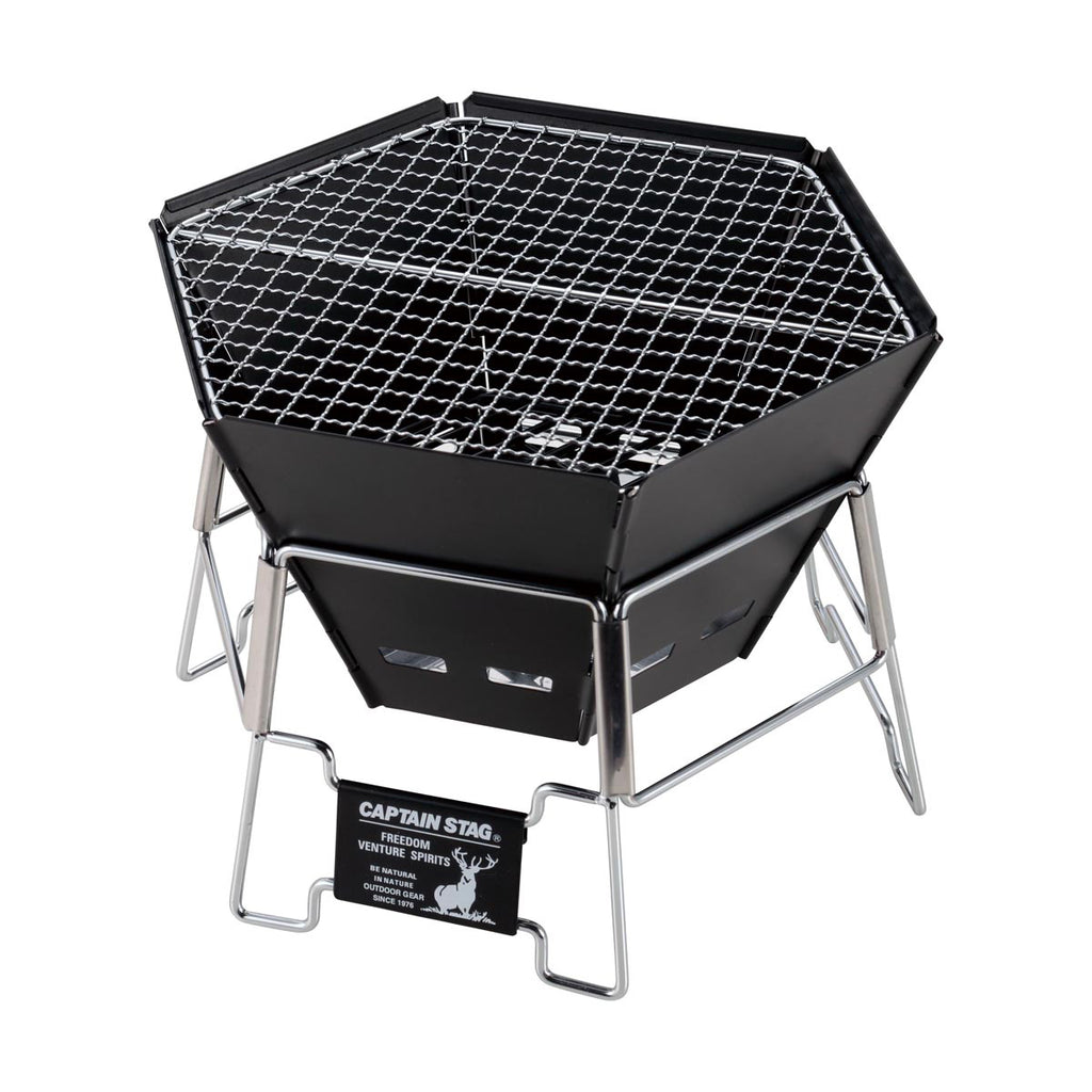 CAPTAIN STAG Black Label Hexa Stainless Fire Grill