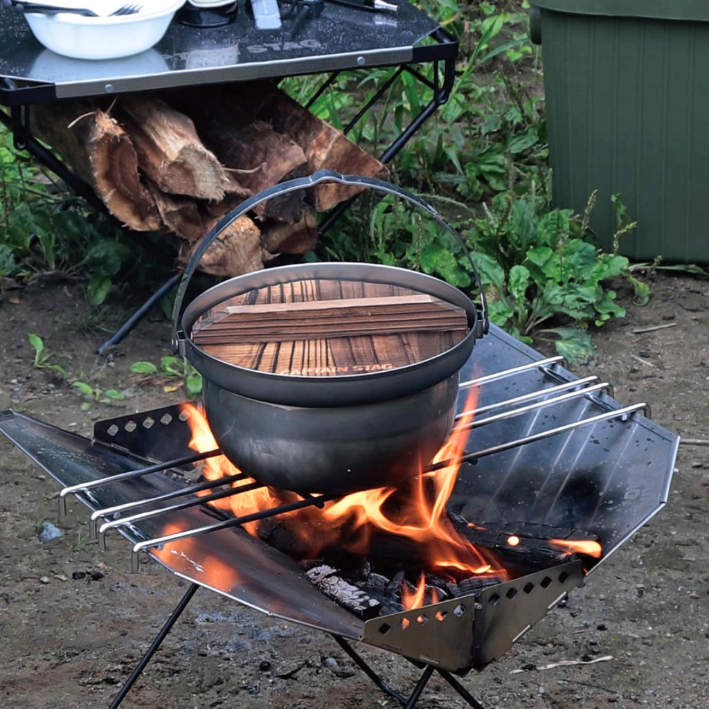 CAPTAIN STAG Stainless Steel Fire Pot with Lid 22cm