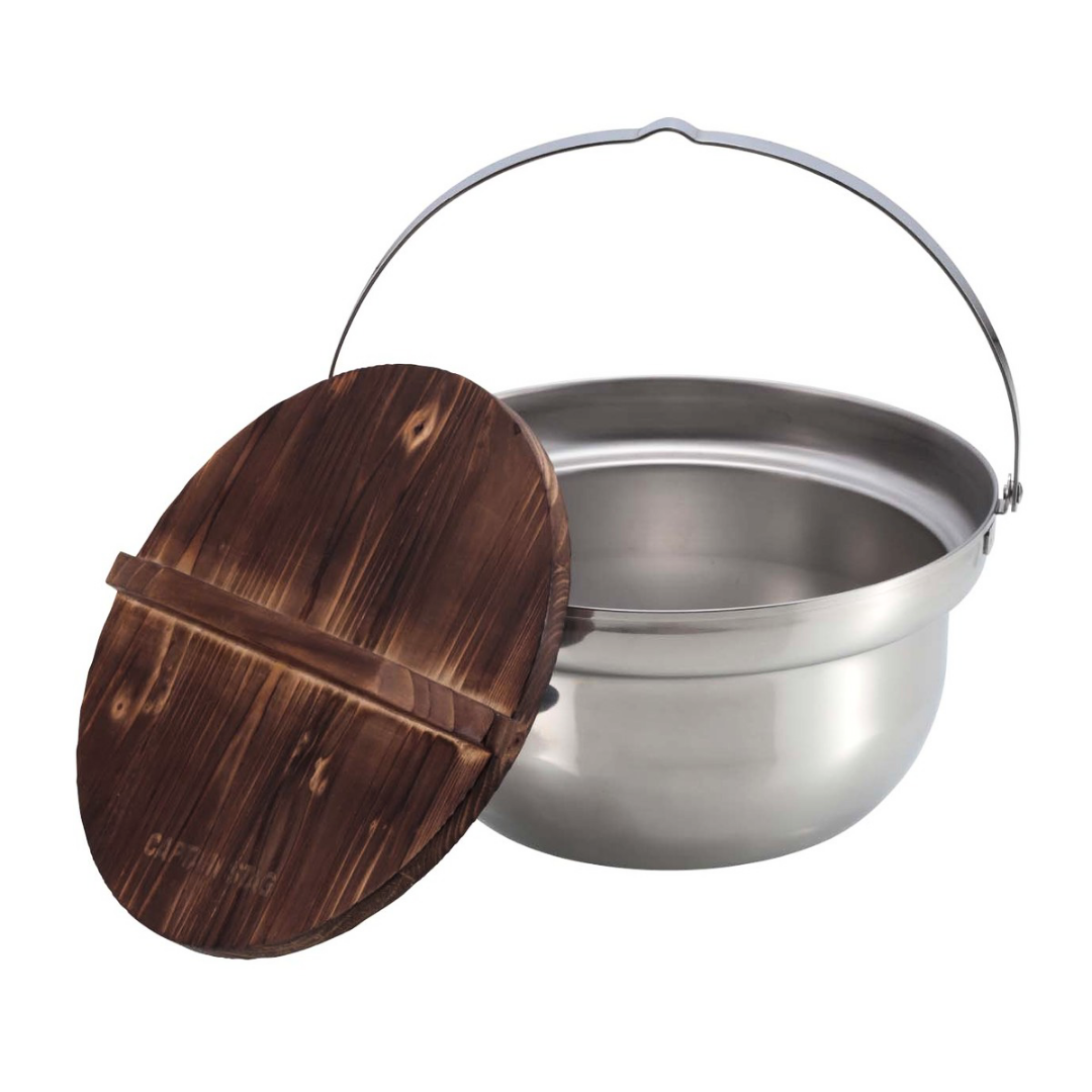 CAPTAIN STAG Stainless Steel Fire Pot with Lid 22cm