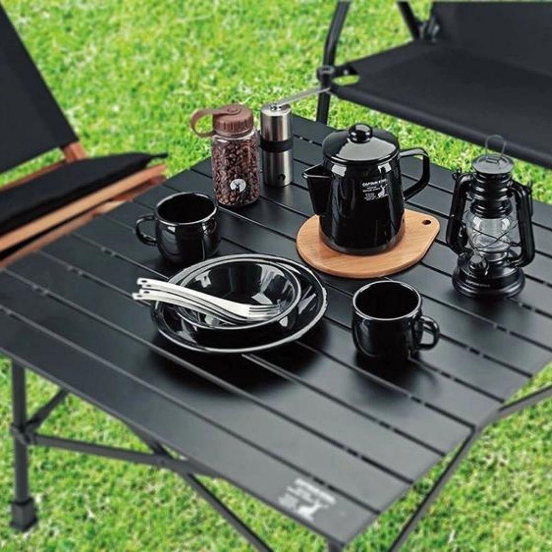 CAPTAIN STAG Black Label Aluminum Two-Way Roll Table