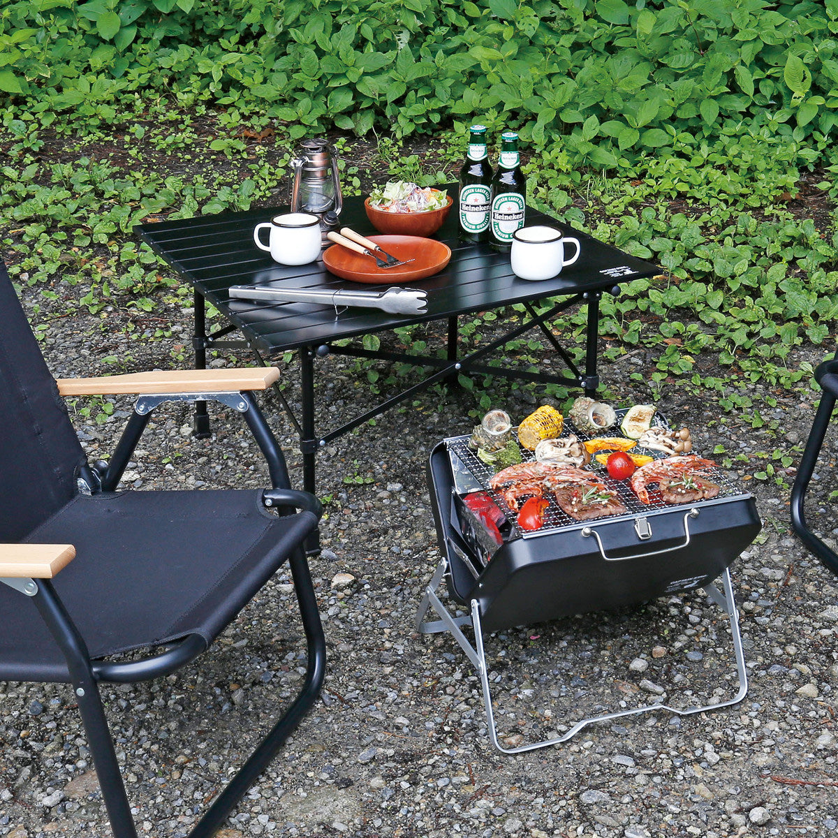 CAPTAIN STAG Black Label Aluminum Two-Way Roll Table