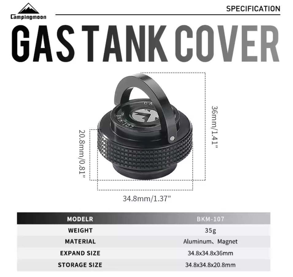 CAMPINGMOON BKM-107 Aluminum Magnet Rubber Seal Gas Tank Cover