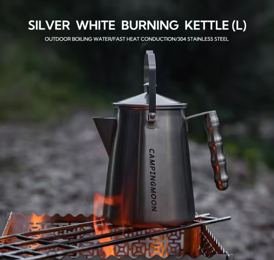 CAMPINGMOON SW-6 Silver Stainless Steel Kettle 1.5L
